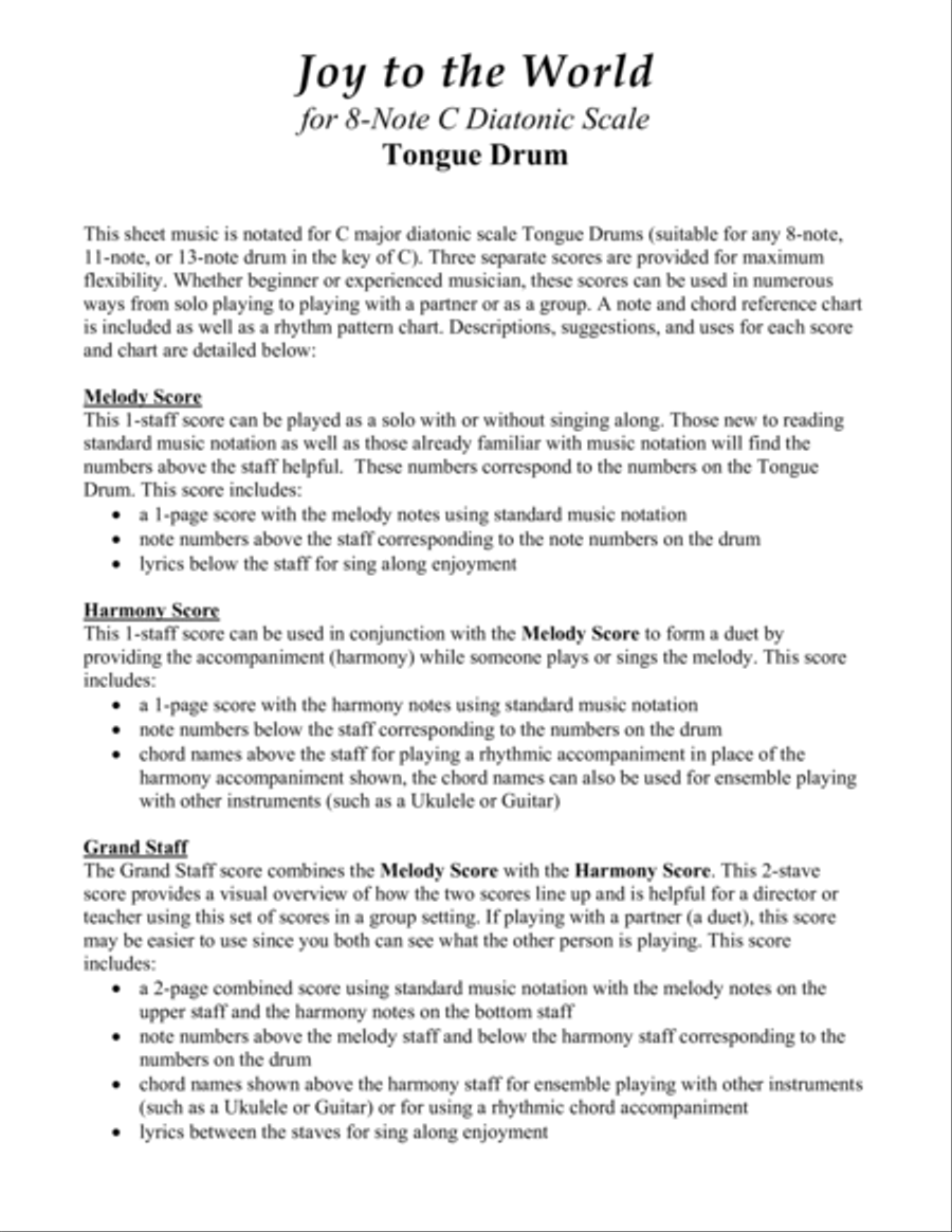 Joy to the World (for 8-note C major diatonic scale Tongue Drum) image number null
