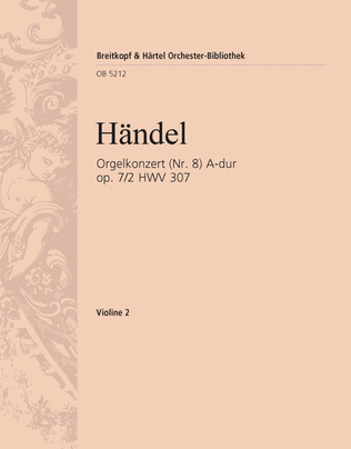 Book cover for Organ Concerto (No. 8) in A major Op. 7/2 HWV 307