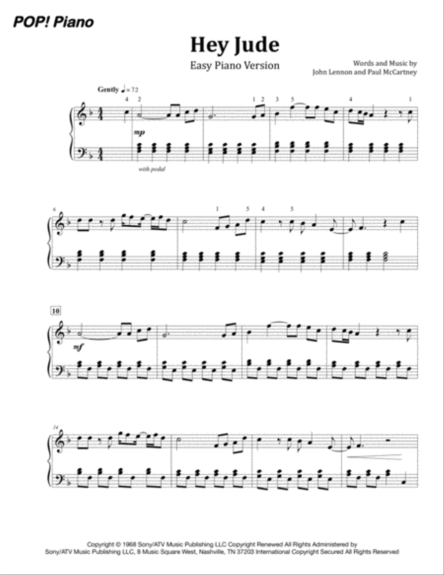 Hey jude piano on sale easy
