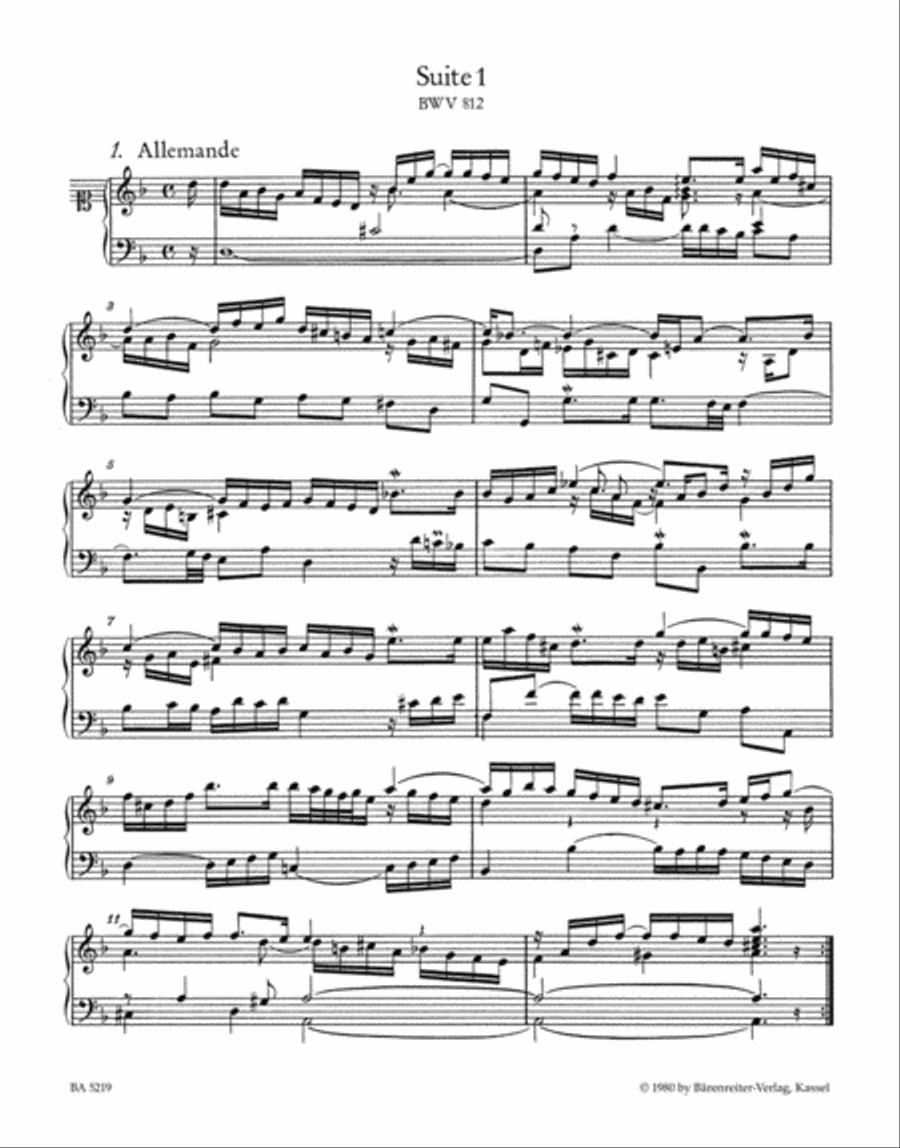 Die sechs Franzosischen Suiten / Zwei Suiten in a-Moll und Es-Dur BWV 812-819 Piano Solo scores gallery preview page 2