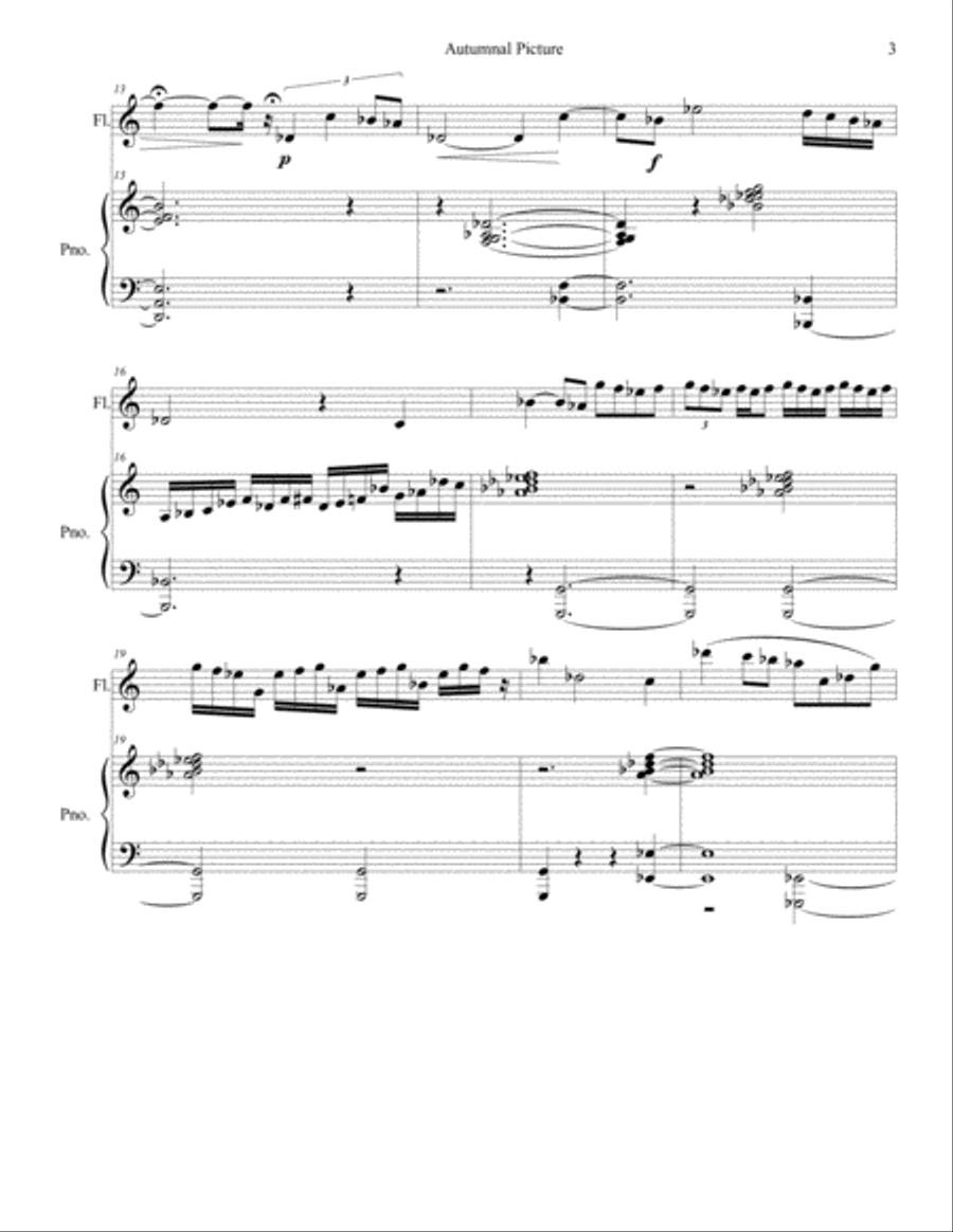 Autumnal Picture for Flute and Piano by Gregory Hamilton