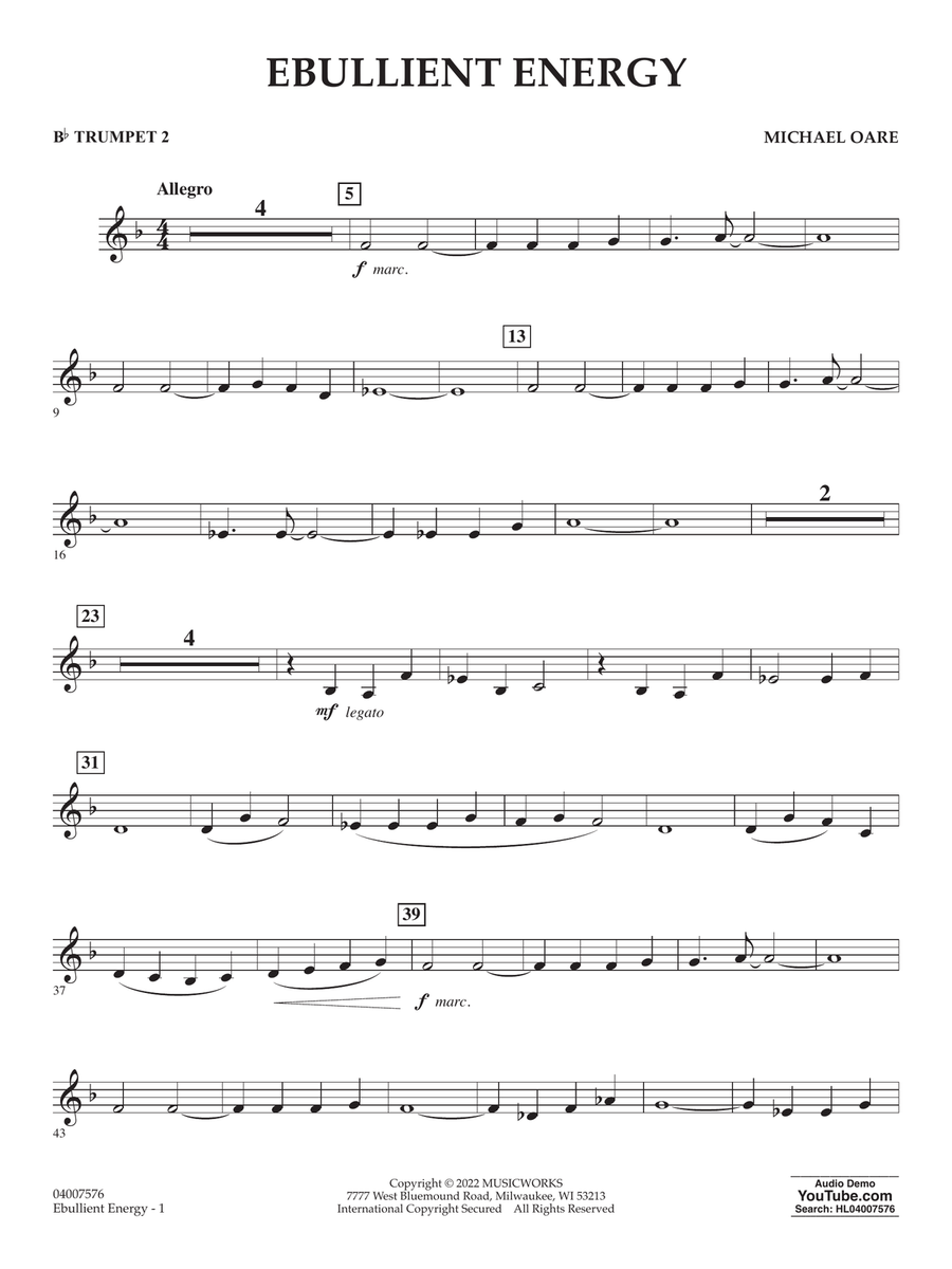 Ebullient Energy - Bb Trumpet 2 Concert Band scores gallery preview page 1