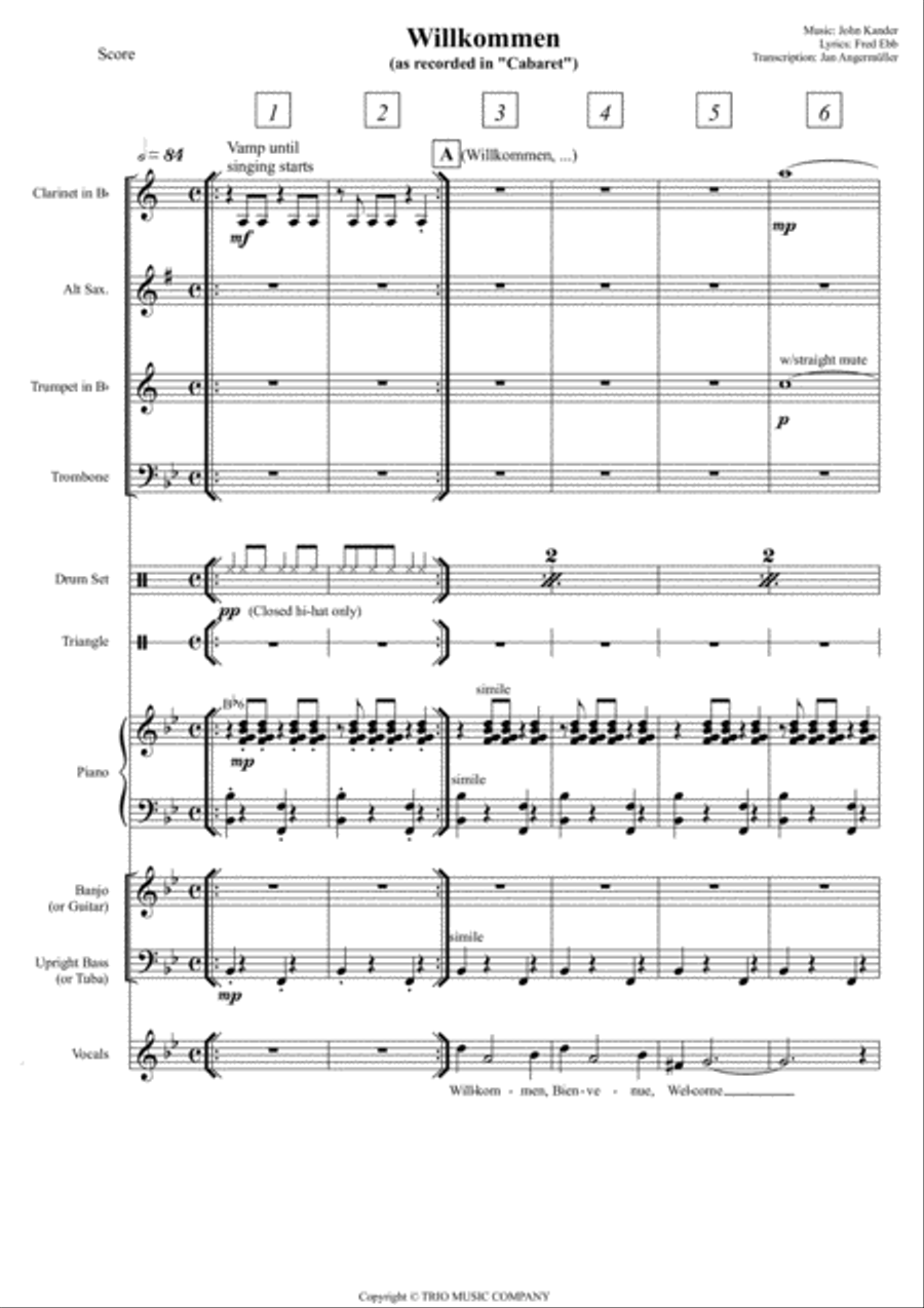 Willkommen - Score Only Jazz Ensemble scores gallery preview page 1