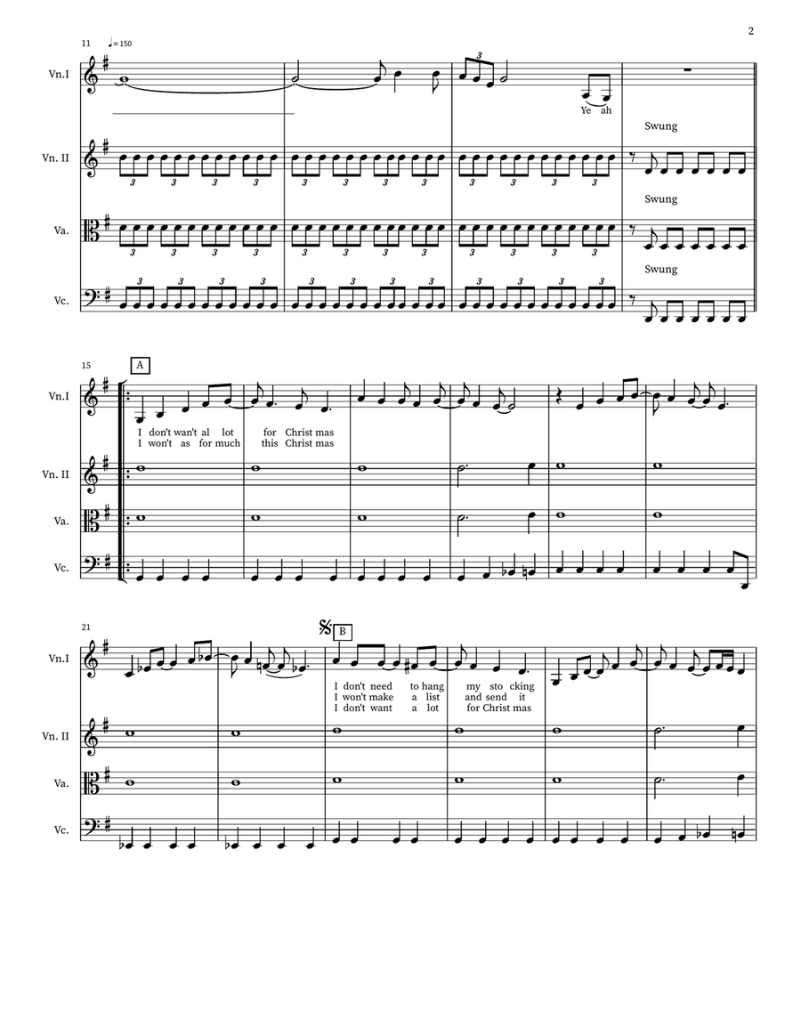 All I Want For Christmas Is You String Quartet scores gallery preview page 2
