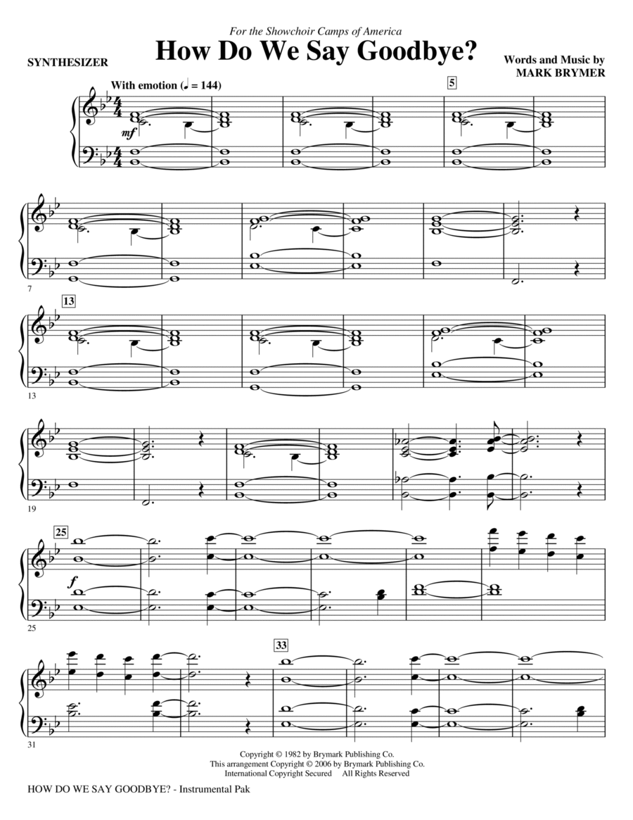 How Do We Say Goodbye? - Synthesizer