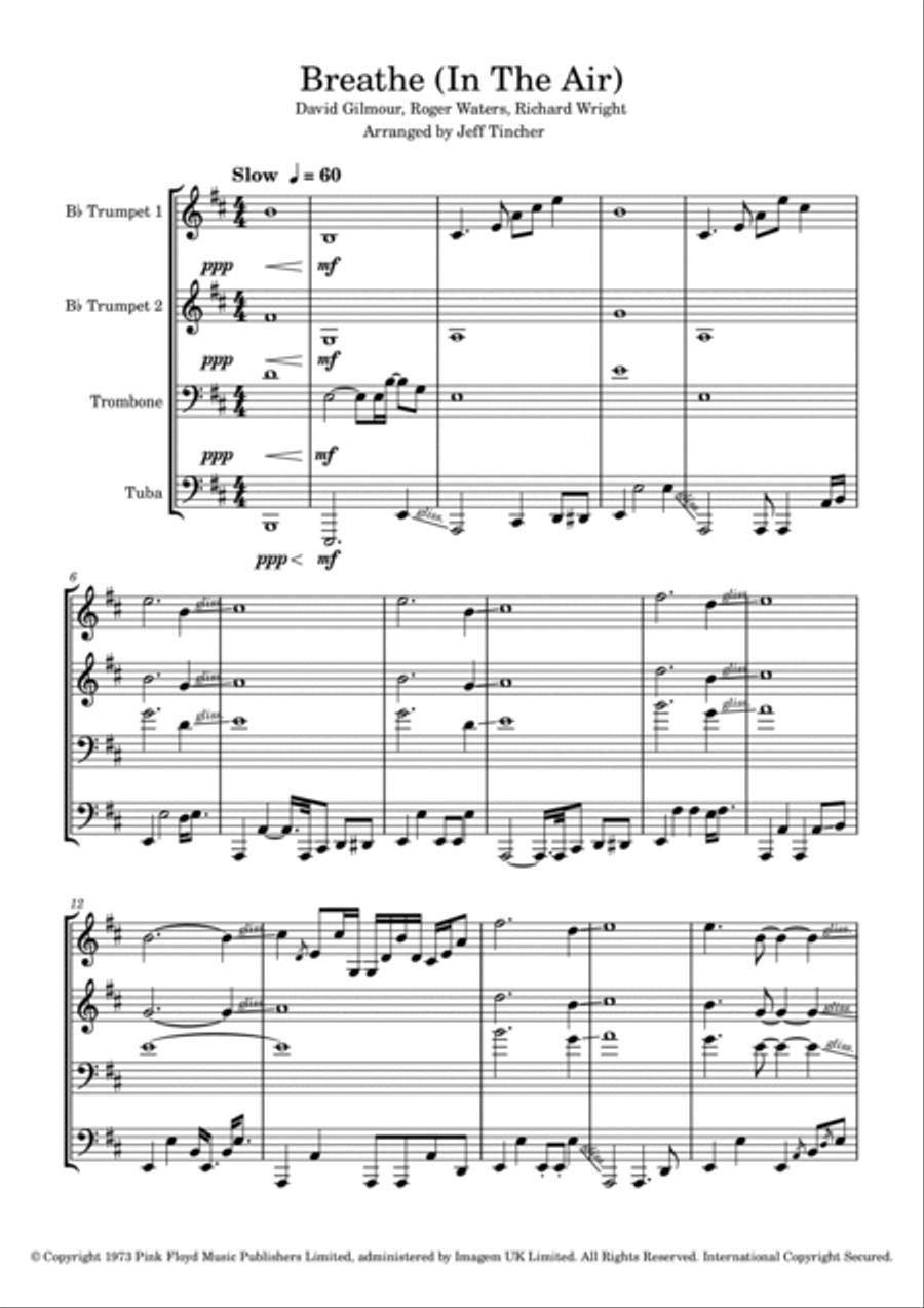 Breathe (in The Air) Trombone scores gallery preview page 2
