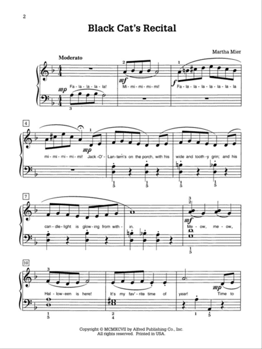Black Cat's Recital Easy Piano scores gallery preview page 2
