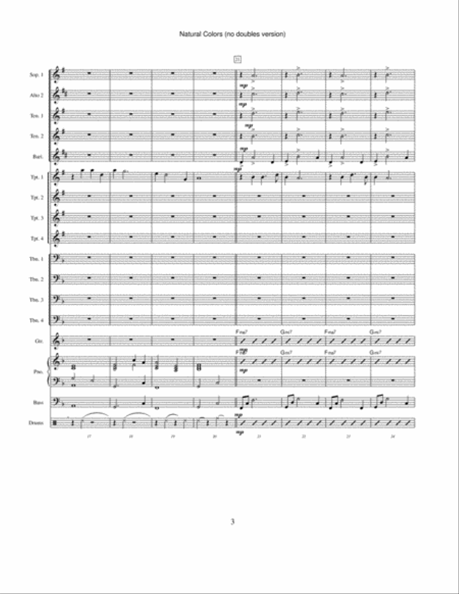 Natural Colors (no doubles version) Jazz Ensemble scores gallery preview page 3