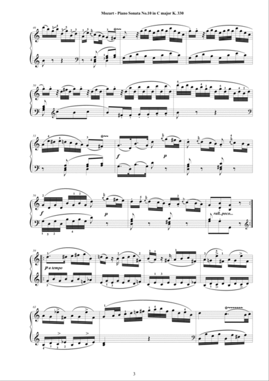 Mozart - Piano Sonata No.10 in C major K 330 - Complete score Piano Solo scores gallery preview page 3
