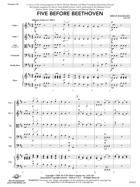 Five Before Beethoven: Score