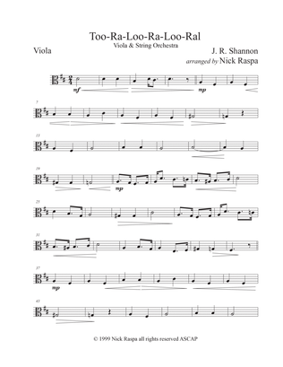Too-ra-loo-ra-loo-ral, That's an Irish Lullaby (Viola & String Orchestra) Viola <u>section</u > part