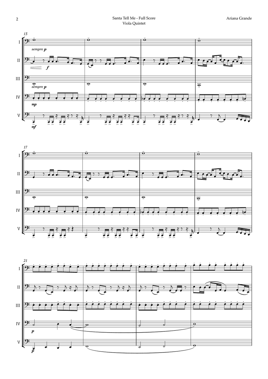 Santa Tell Me String Quintet scores gallery preview page 2