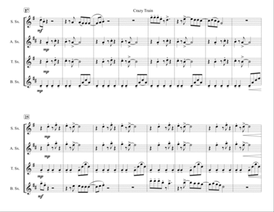 Crazy Train Woodwind Ensemble scores gallery preview page 2
