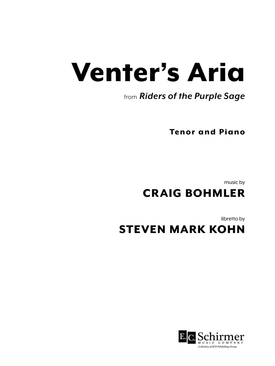 Venter's Aria Venter's Aria Tenor Voice scores gallery preview page 1