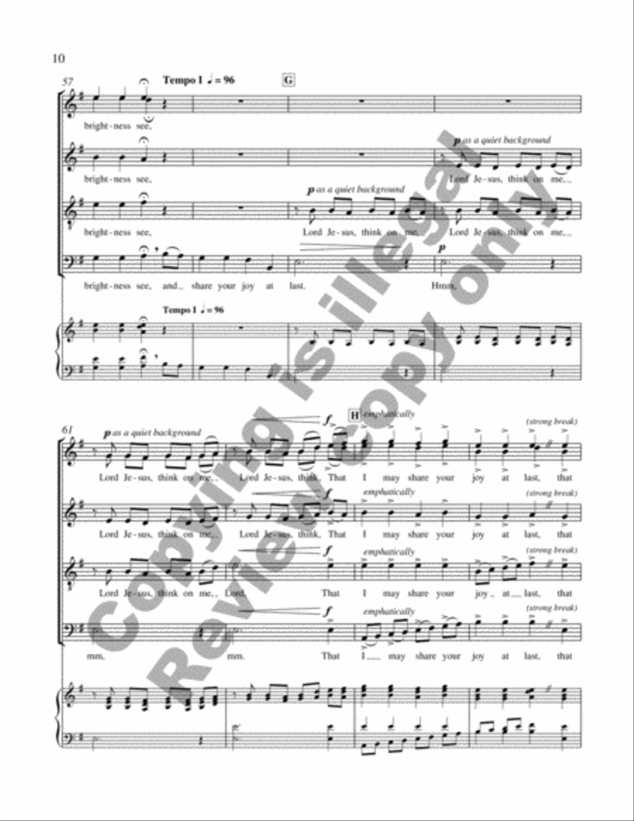 Eternal Brightness: 2. Lord Jesus, Think On Me 4-Part scores gallery preview page 10