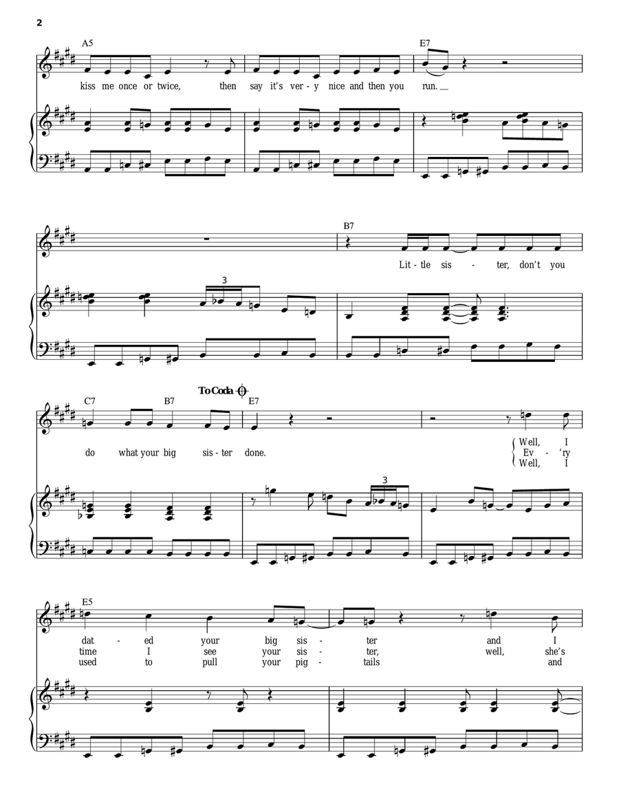 Little Sister Piano, Vocal scores gallery preview page 2