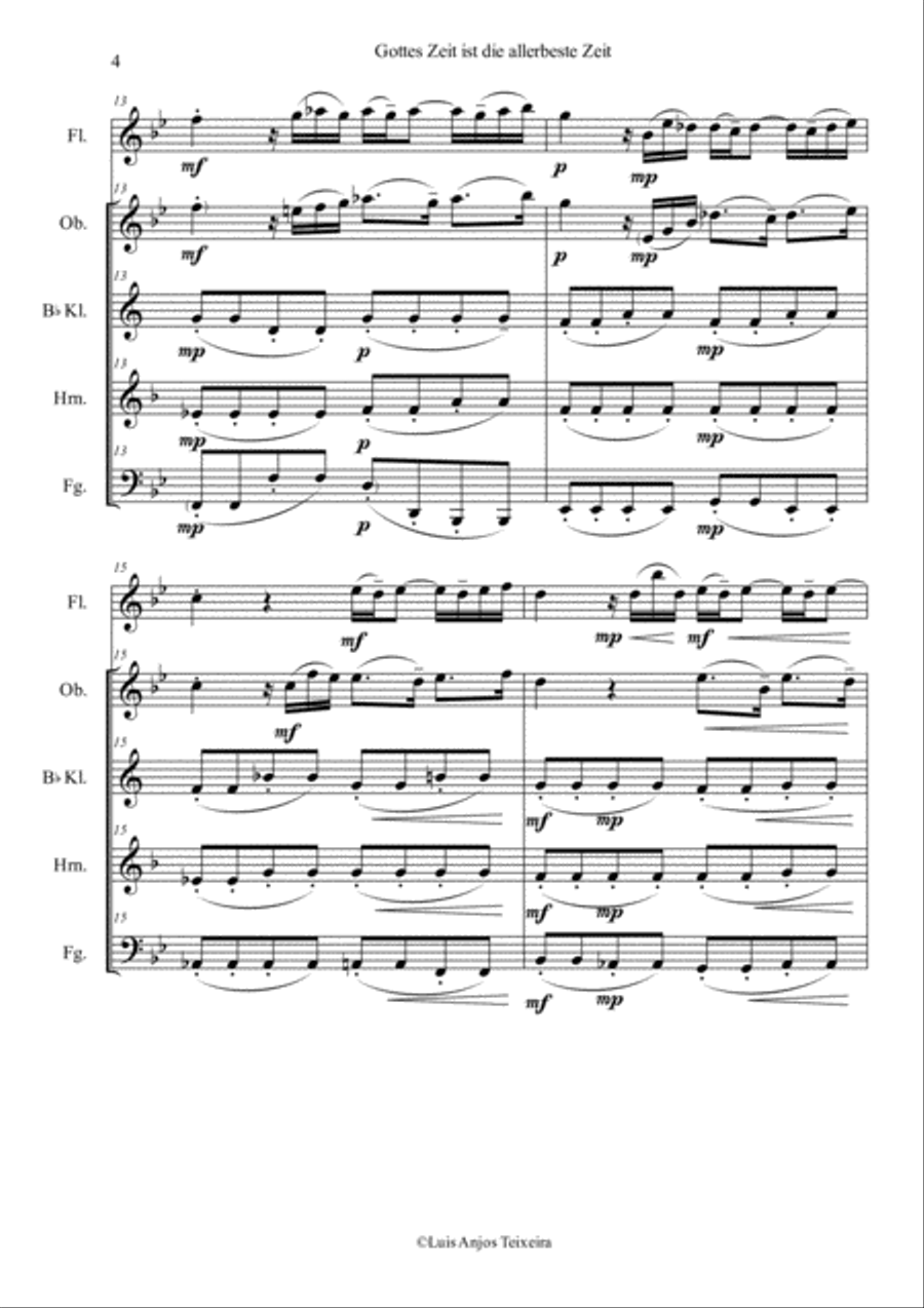 Gottes Zeit ist die allerbeste Zeit - For Woodwind Quintet Woodwind Quintet scores gallery preview page 5