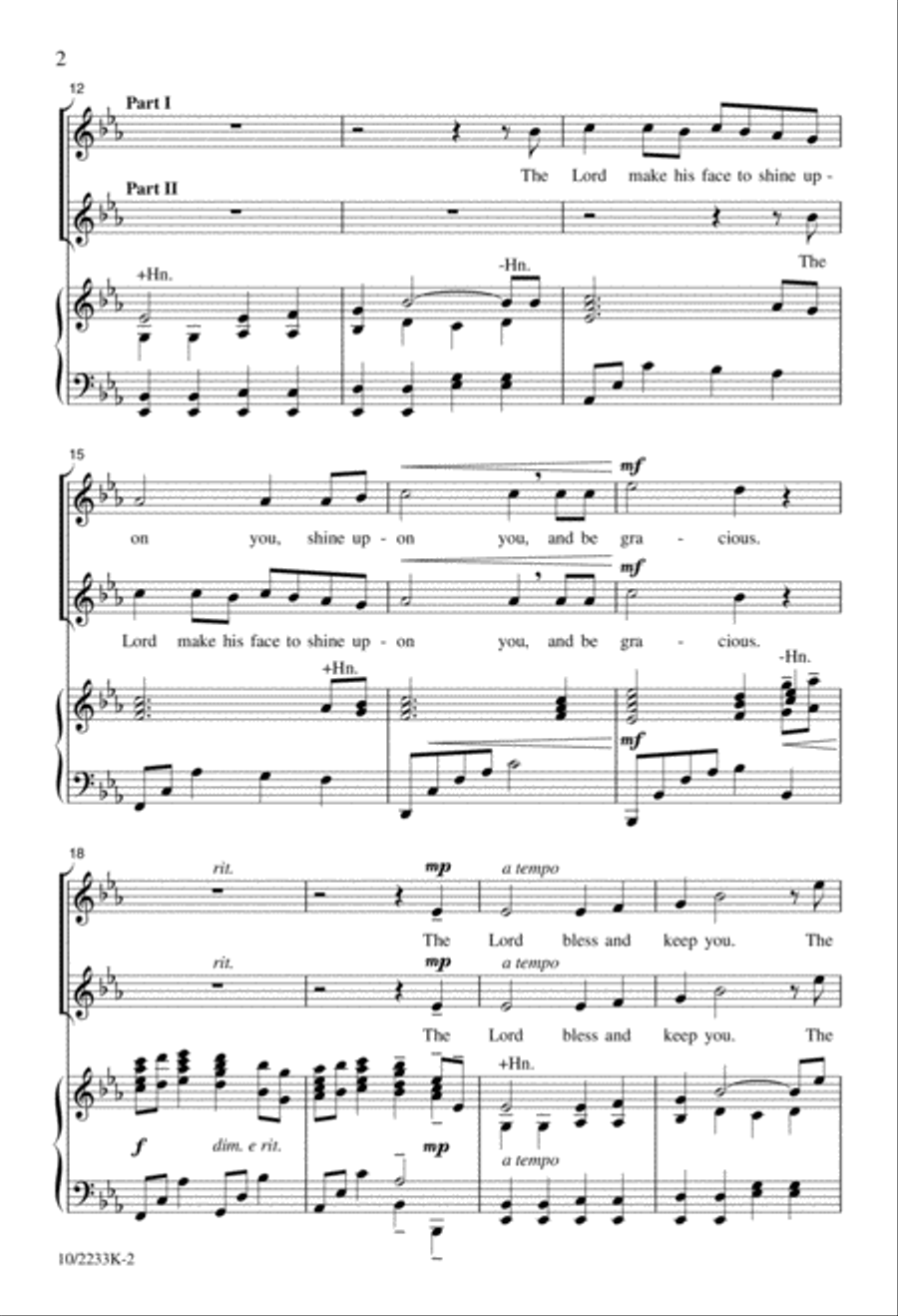 The Lord Bless and Keep You Unison Choir scores gallery preview page 2
