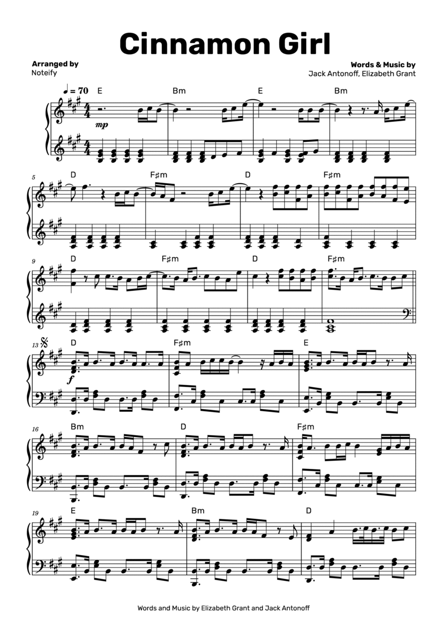 Cinnamon Girl Cinnamon Girl Piano Solo scores gallery preview page 1