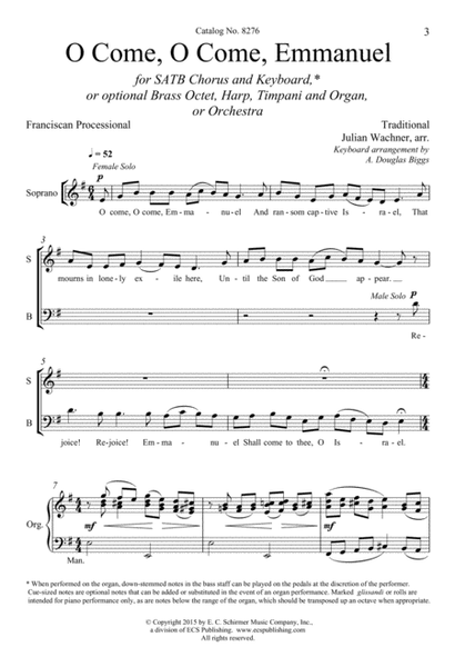 O Come, O Come, Emmanuel (Downloadable Keyboard/Choral Score)