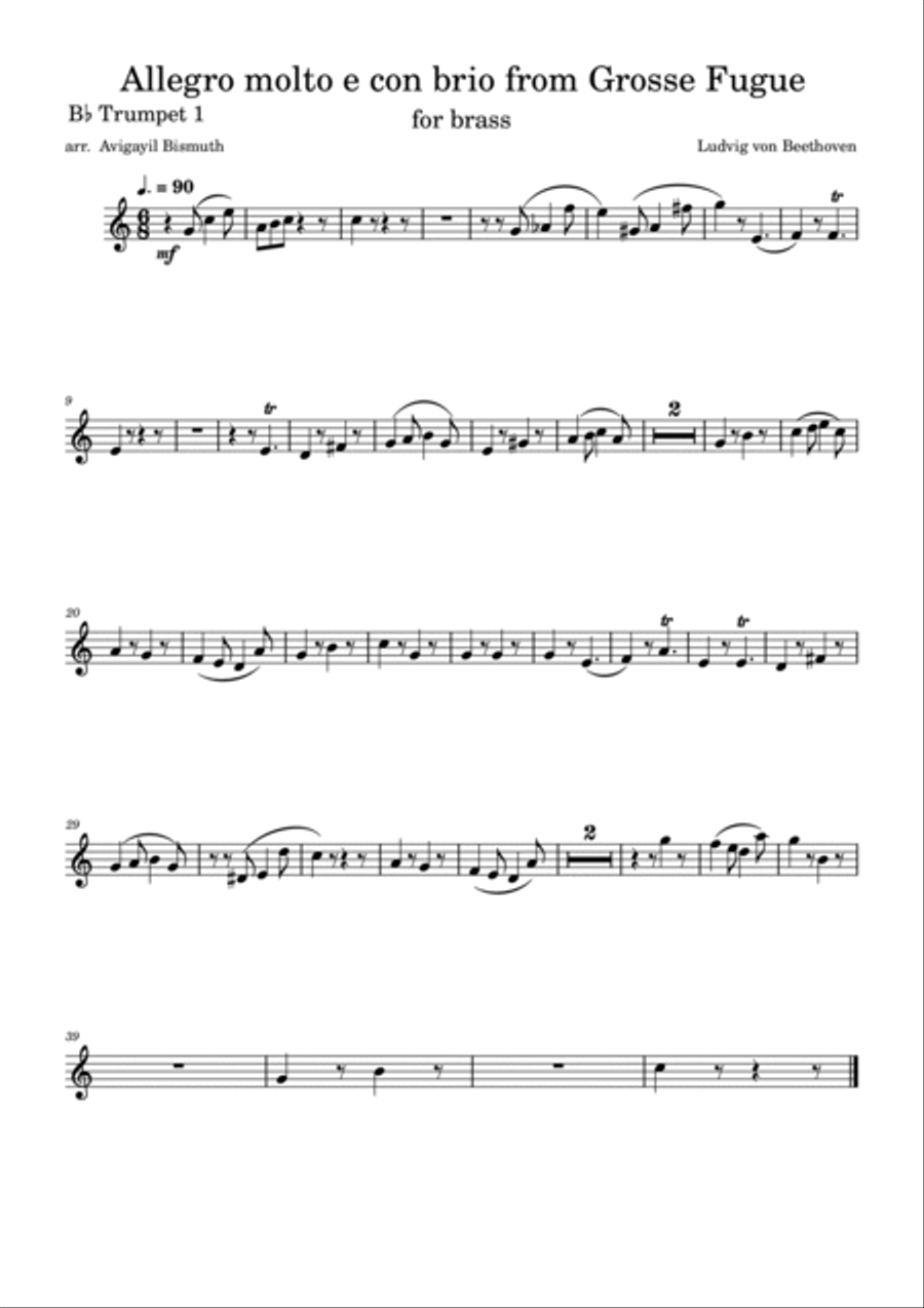 Allegro molto e con brio from Grosse Fuge Op. 133 Brass Ensemble scores gallery preview page 3