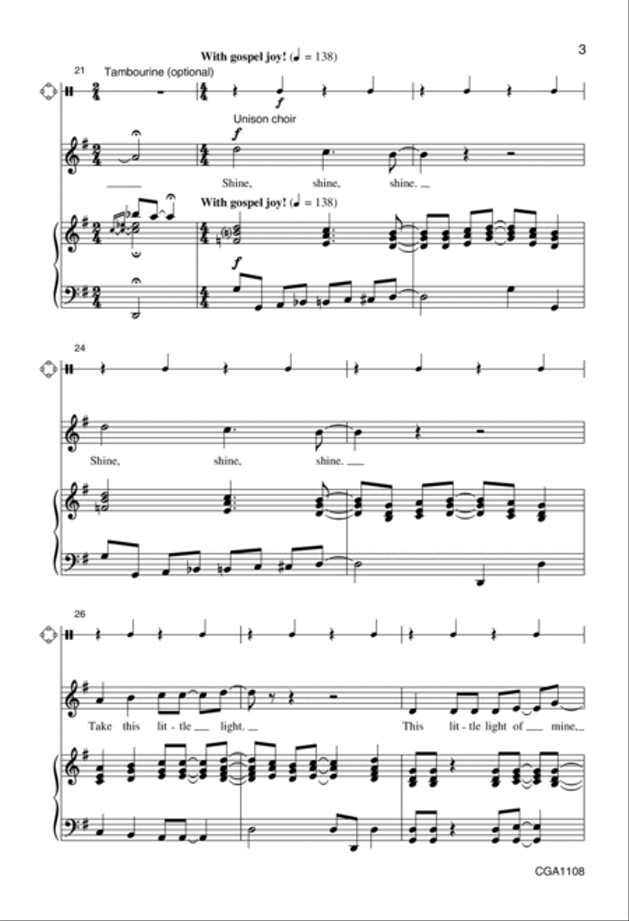 This Little Light of Mine (Unison/Two-part) Unison Choir scores gallery preview page 3