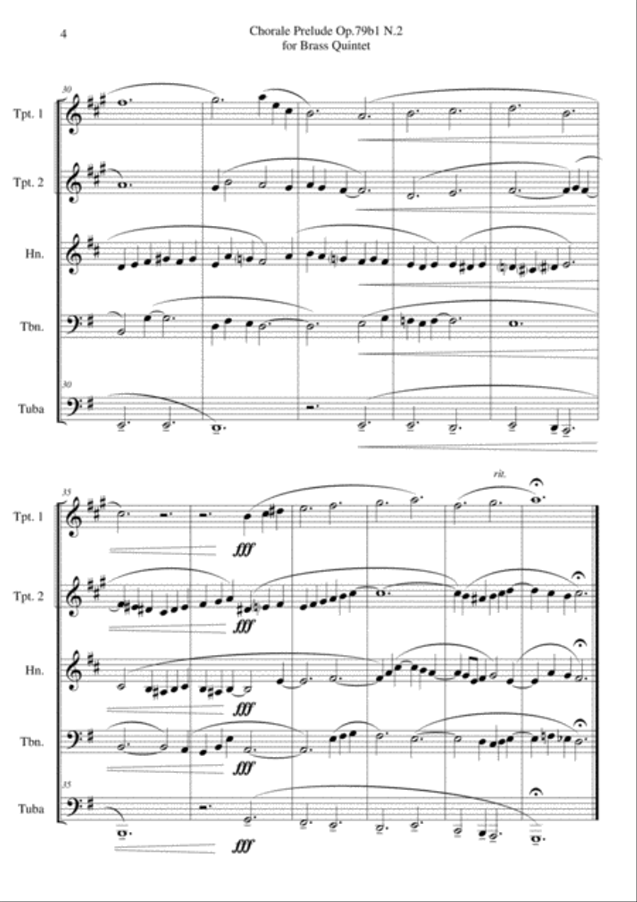 Chorale Prelude Op.79b1 N.2 for Brass Quintet Brass Quintet scores gallery preview page 4