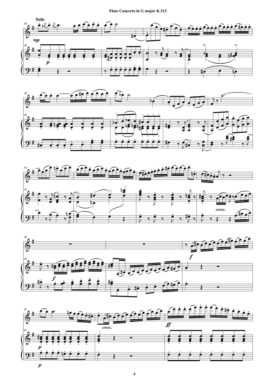 Mozart - Flute Concerto in G major K 313 for Flute and Piano - Score and Part Flute Solo scores gallery preview page 4