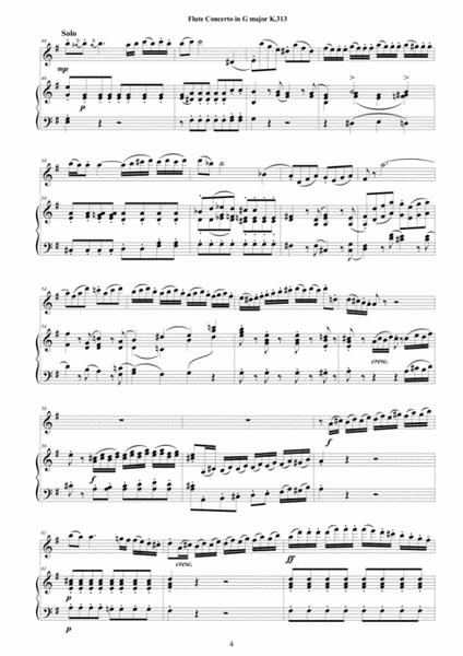 Mozart - Flute Concerto in G major K 313 for Flute and Piano - Score and Part image number null