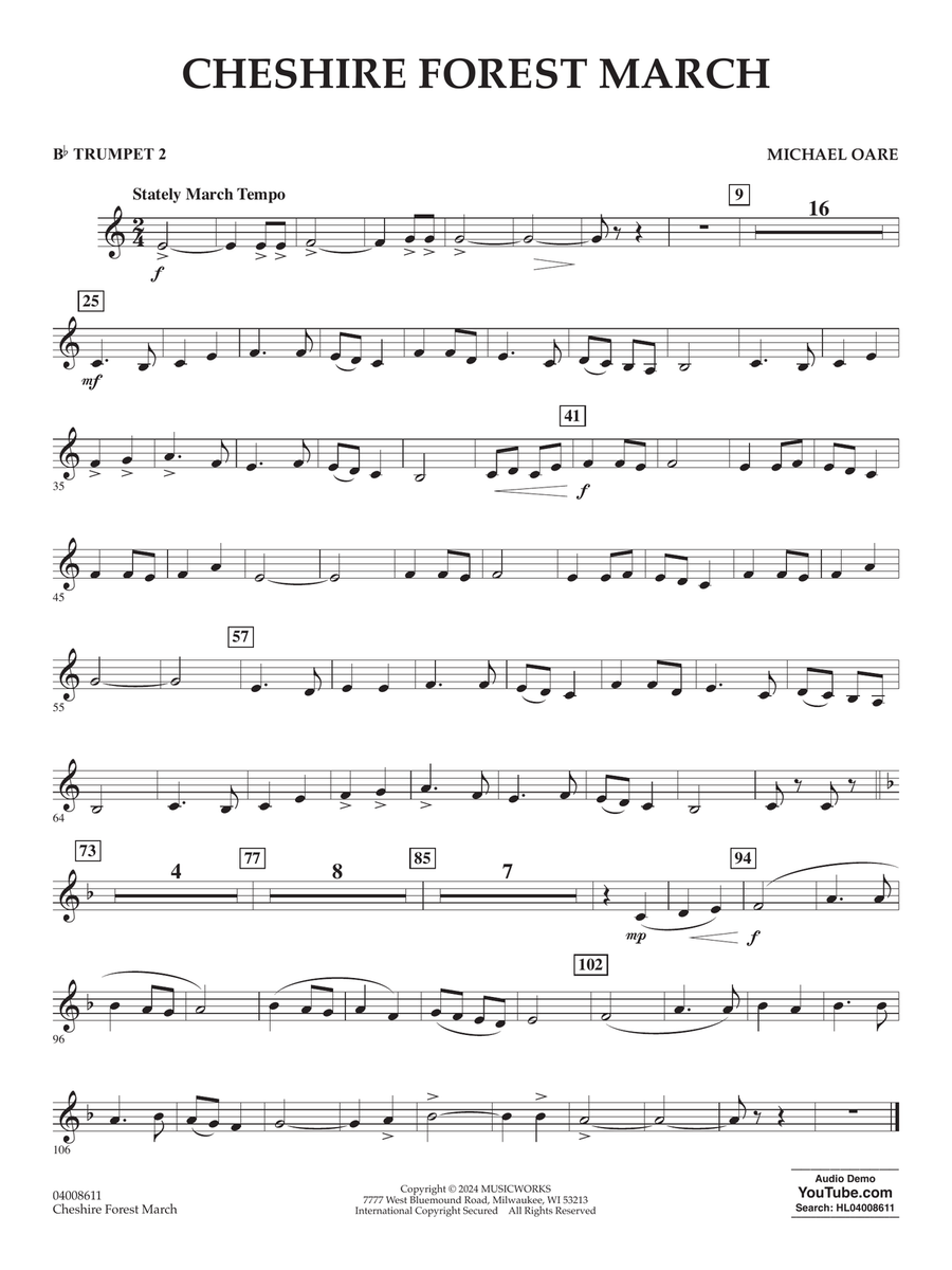 Cheshire Forest March - Bb Trumpet 2 Concert Band scores gallery preview page 1