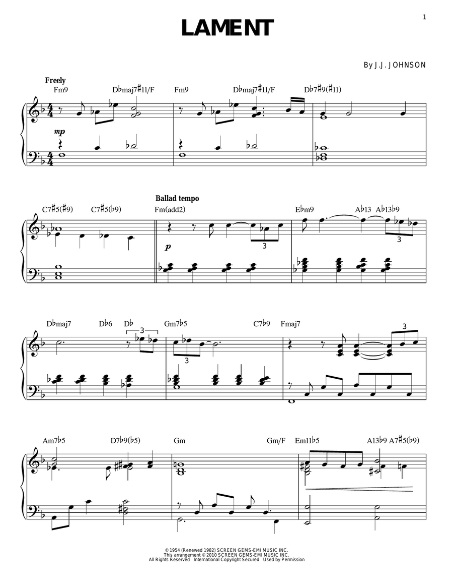 Lament (arr. Brent Edstrom) Piano Solo scores gallery preview page 1