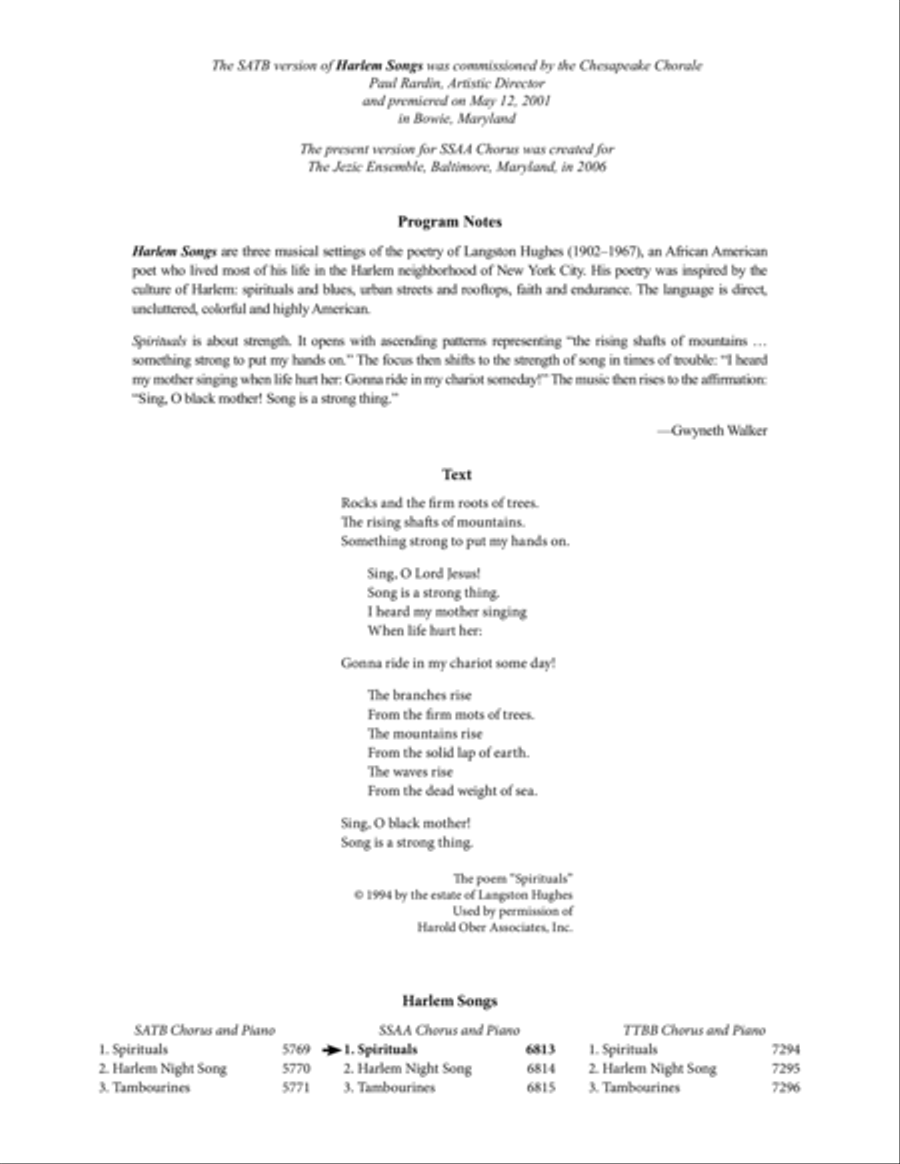 Spirituals from Harlem Songs SSAA scores gallery preview page 2