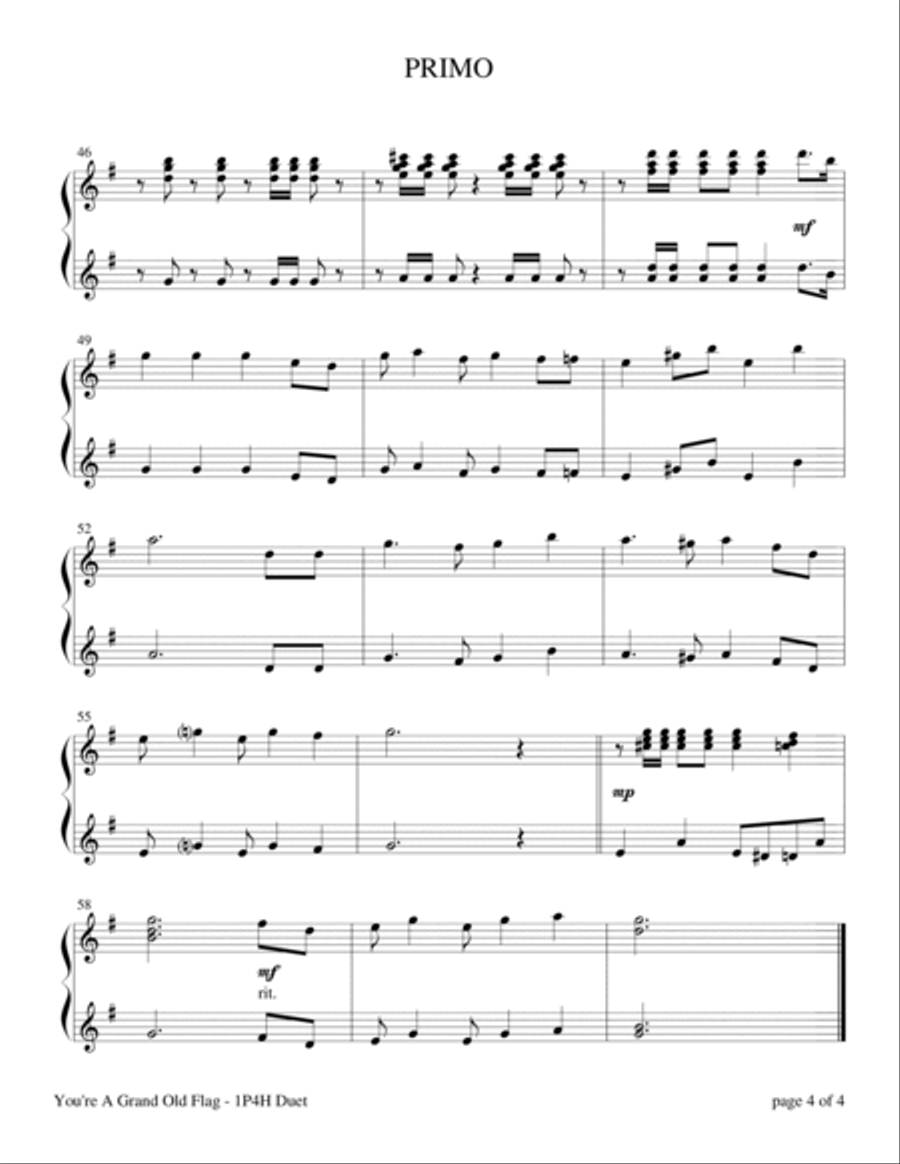 You're A Grand Old Flag (1 Piano, 4 Hands Duet) 1 Piano, 4-Hands scores gallery preview page 6