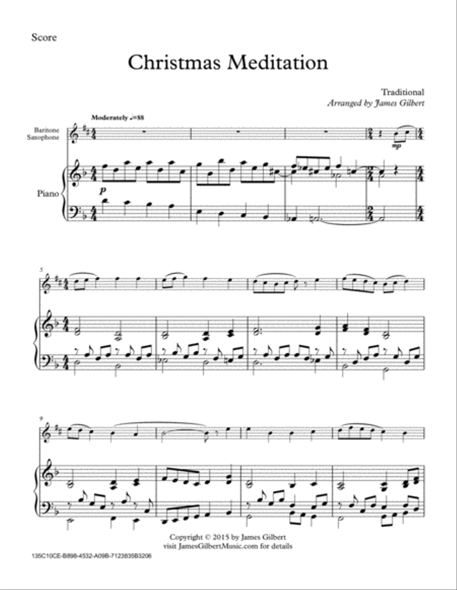 Christmas Meditation Baritone Saxophone scores gallery preview page 1