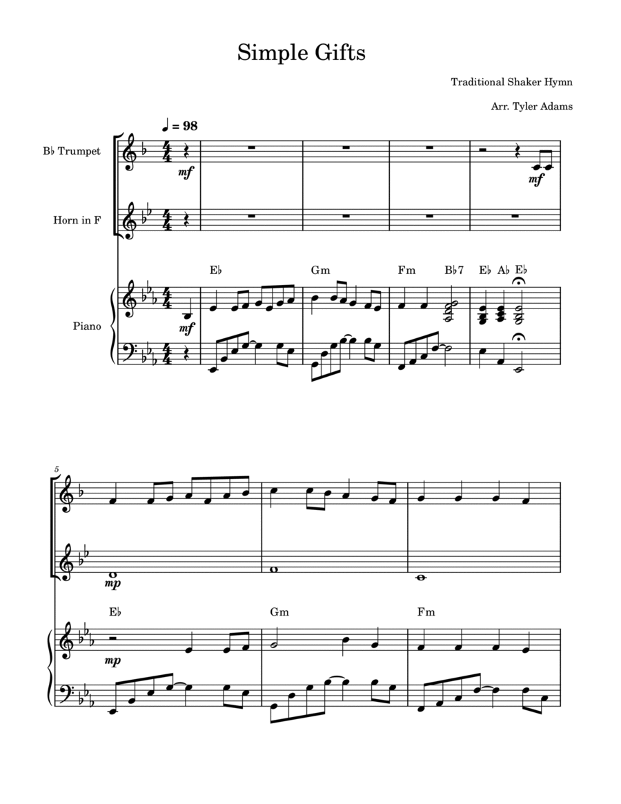 Simple Gifts Brass Duet scores gallery preview page 1