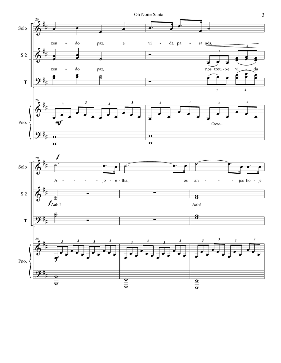 O Santa Noite ( Choir and Dueto com Piano) - PORTUGUES 4-Part scores gallery preview page 3