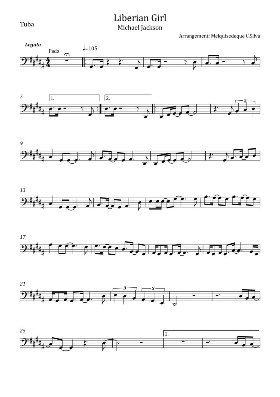 Liberian Girl Tuba scores gallery preview page 1