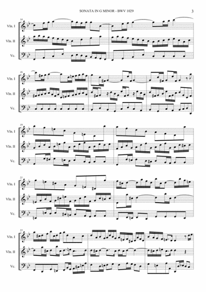 SONATA IN G MINOR - BWV 1029 - 1st Mov. - Arr. for Trio String - With Parts image number null