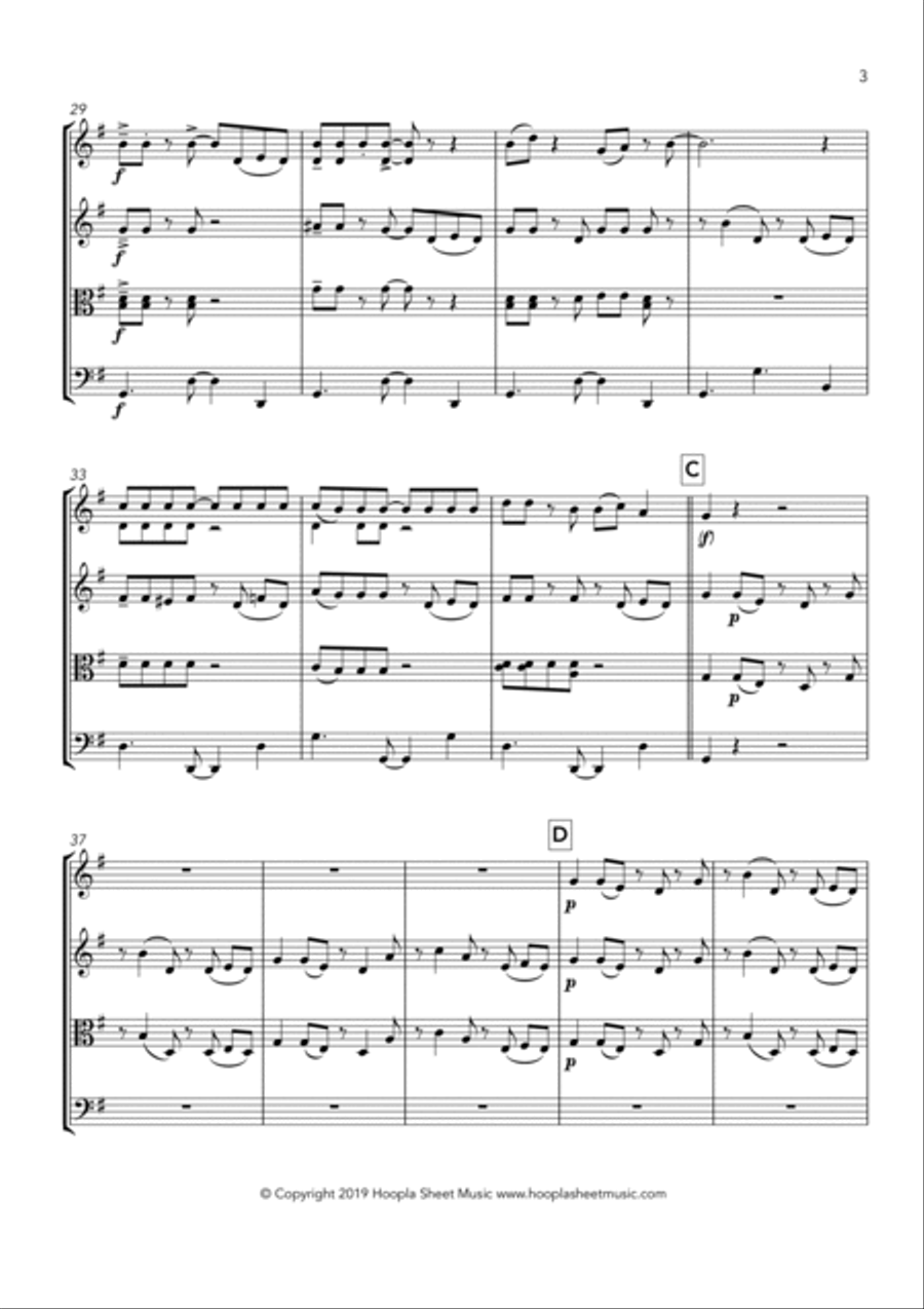 Jingle Bells Salsa String Quartet scores gallery preview page 3