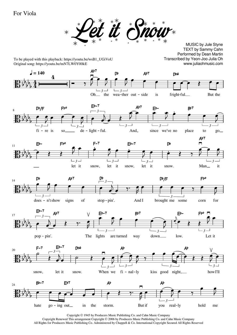 Let It Snow! Let It Snow! Let It Snow! Viola Solo scores gallery preview page 1