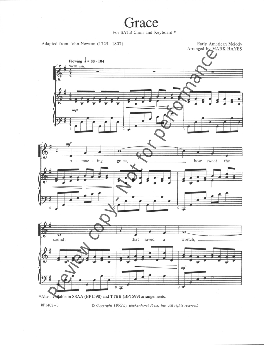 Grace - SATB 4-Part scores gallery preview page 2
