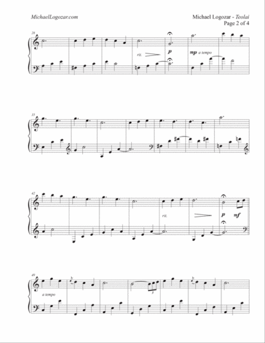 Teolai Teolai Piano Solo scores gallery preview page 2