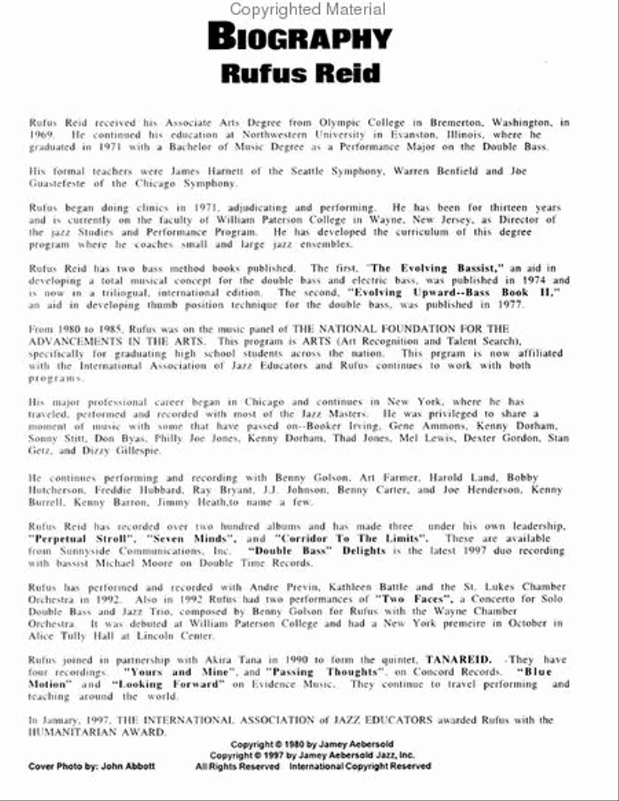 Rufus Reid Bass Lines - Transcribed From Volumes 1 & 3 Double Bass scores gallery preview page 2