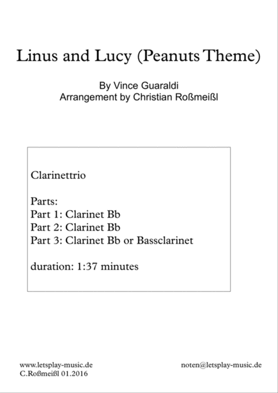 Linus And Lucy by The Vince Guaraldi Trio Woodwind Trio - Digital Sheet Music