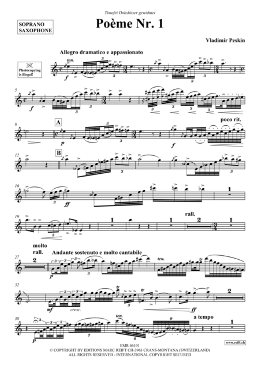 Poeme No. 1 Soprano Saxophone scores gallery preview page 2