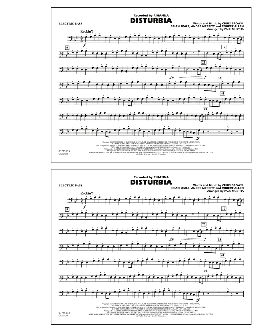 Disturbia - Electric Bass Marching Band scores gallery preview page 1
