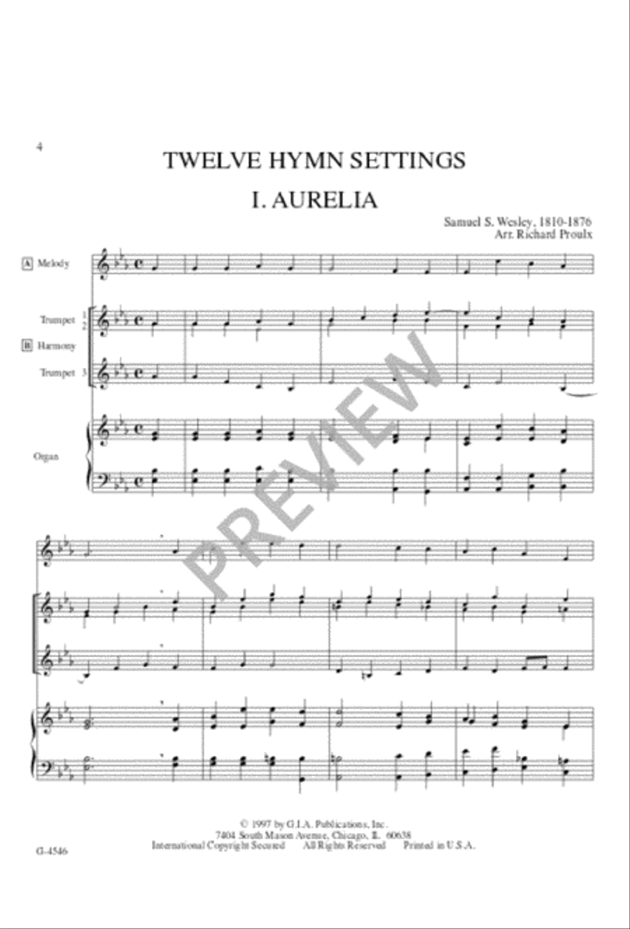 Twelve Hymn Settings for Three Trumpets and Organ Trumpet Trio scores gallery preview page 2
