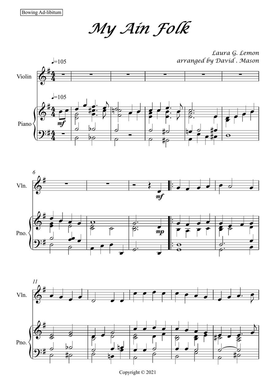My Ain Folk My Ain Folk Violin Solo scores gallery preview page 2