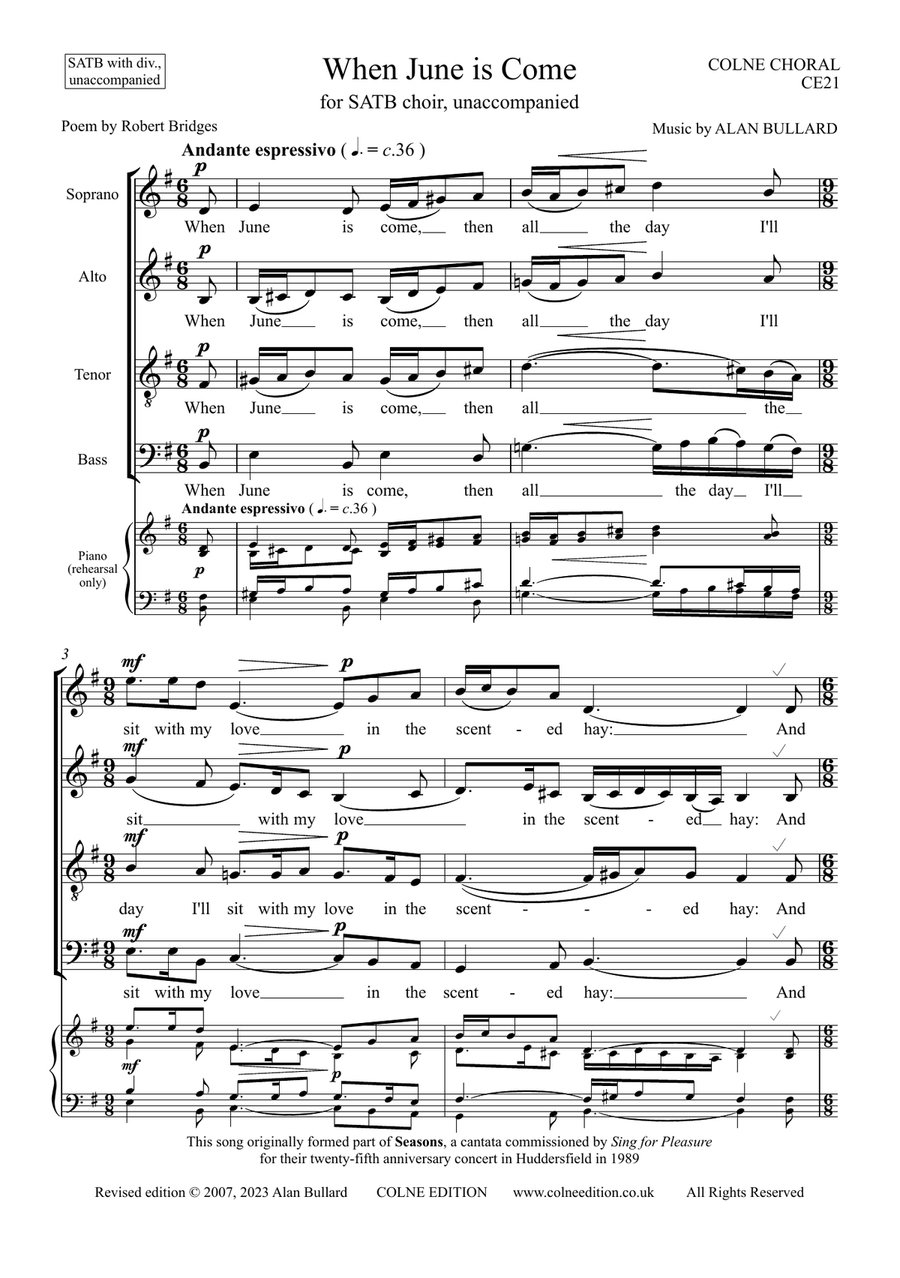 When June is Come (for SATB div., unaccompanied) Divisi scores gallery preview page 2