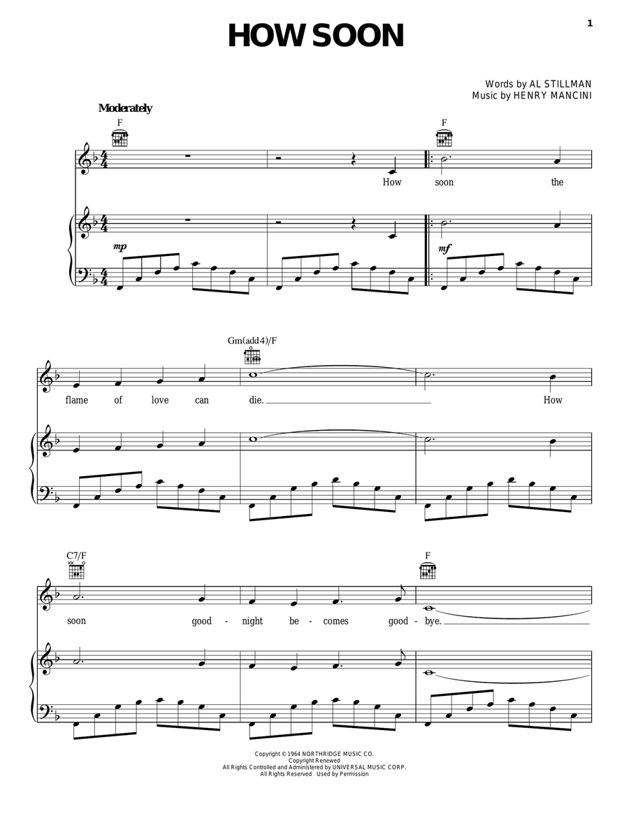 How Soon How Soon Piano, Vocal, Guitar scores gallery preview page 1